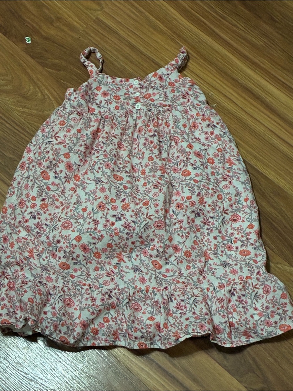 GAP Coral and White Floral Spaghetti-Strap Dress